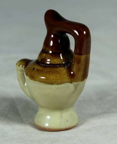 Miniature porcelain brown & beige water jug