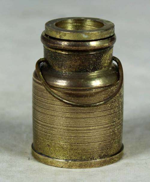 Miniature handcrafted brass temptations milk can