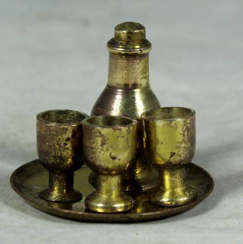 Miniature handcrafted brass temptations drinks set