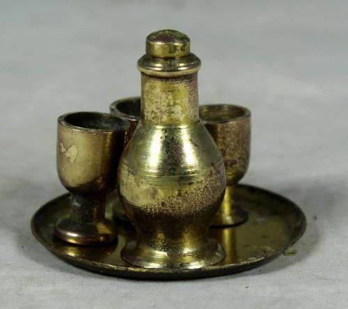 Miniature handcrafted brass temptations drinks set