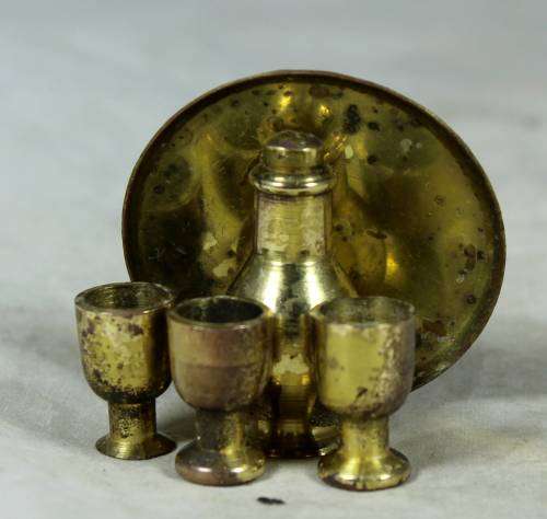 Miniature handcrafted brass temptations drinks set