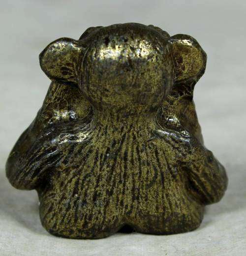 Miniature brass see no evil monkey
