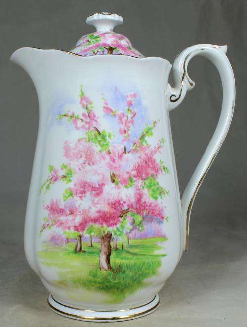 ELEGANT ROYAL ALBERT BLOSSOM TIME COFFEE POT-BID NOW!