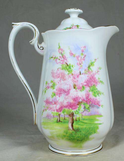 ELEGANT ROYAL ALBERT BLOSSOM TIME COFFEE POT-BID NOW!