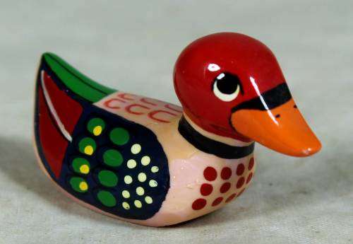 MINIATURE-HAND PAINTED MULTICOLORED DUCK BY FAY(LOVELY) BID NOW!!!