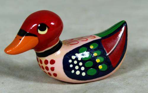 MINIATURE-HAND PAINTED MULTICOLORED DUCK BY FAY(LOVELY) BID NOW!!!