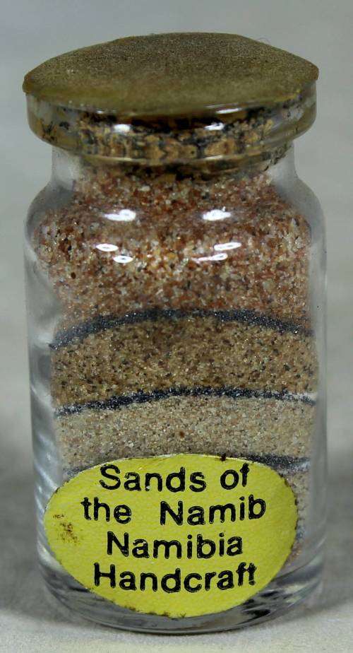 MINIATURE-SANDS OF THE NAMIB,NAMIBIA IN A GLASS BOTTLE-BID NOW