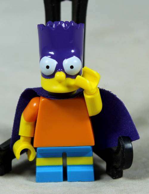MINIATURE LEGO FIGURINE-BART SIMPSON(IN A BATMAN DISGUISE) BID NOW!