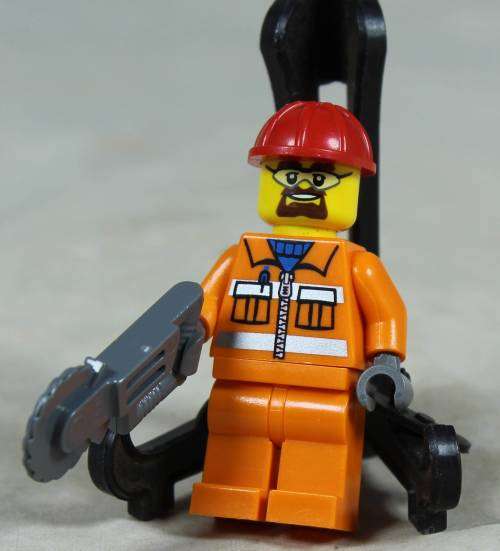 Miniature Lego figurine - Construction worker with angle grinder (CTY0366)