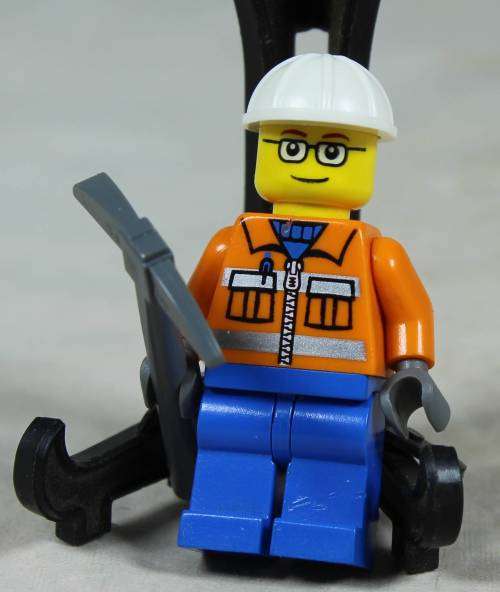 Miniature Lego figurine - Construction worker with pick-ax (CTY0110)