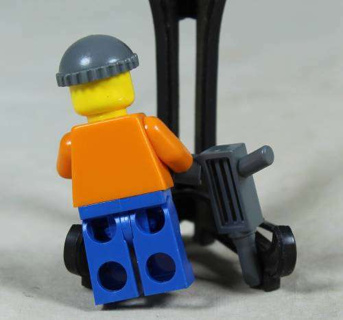 Miniature Lego figurine - Construction worker with a jackhammer (CTY0168)