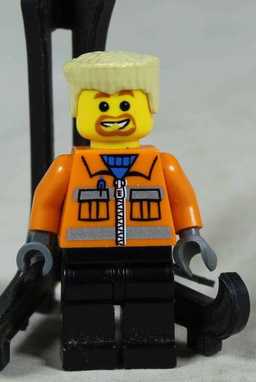 Miniature Lego figurine - Construction worker with tan hair (CTY0154)