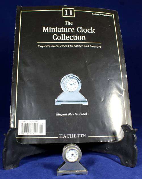 EXQUISITE HACHETTE MINITURE CLOCK WITH BOOKLET-ELEGANT MANTEL CLOCK-BID NOW!