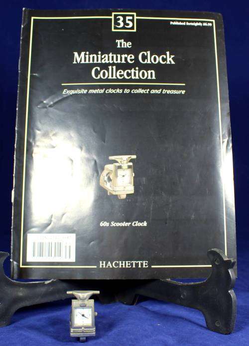 EXQUISITE HACHETTE MINIATURE METAL CLOCK TO COLLECT&TREASURE WITH BOOKLET-60`S SCOOTER BID NOW!!