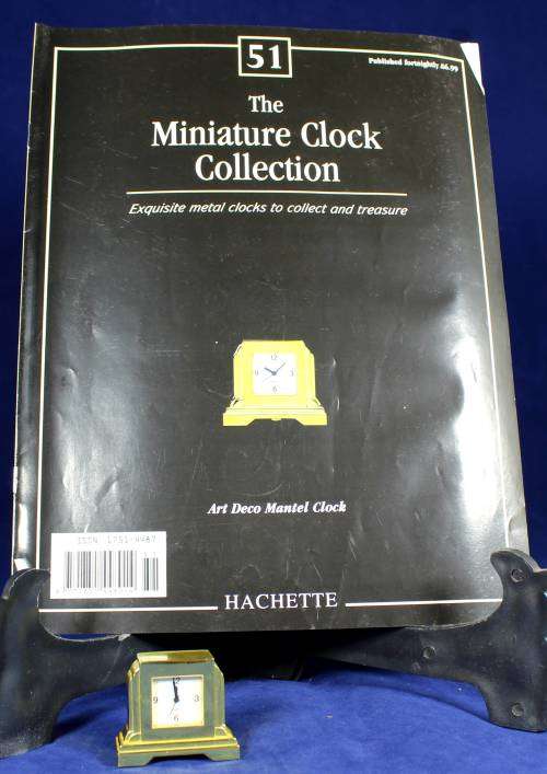 EXQUISITE HACHETTE MINIATURE METAL CLOCK WITH BOOKLET-ART DECO MANTEL BID NOW!!