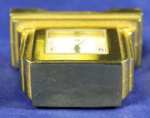 EXQUISITE HACHETTE MINIATURE METAL CLOCK WITH BOOKLET-ART DECO MANTEL BID NOW!!