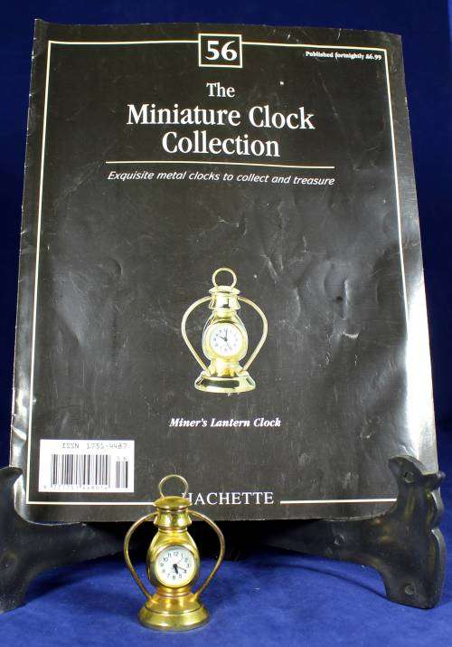 EXQUISITE HACHETTE MINIATURE METAL CLOCK WITH BOOKLET-MINERS LANTERN BID NOW!!