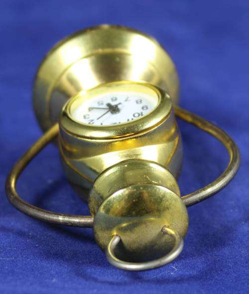 EXQUISITE HACHETTE MINIATURE METAL CLOCK WITH BOOKLET-MINERS LANTERN BID NOW!!