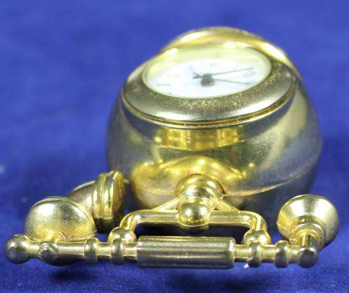 EXQUISITE HACHETTE MINIATURE METAL CLOCK WITH BOOKLET-ANTIQUE TELEPHONE BID NOW!!