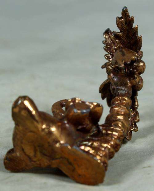 MINIATURE-BRASS COLOR LEAD ELEPHANT UNDER A PALM TREE-BID NOW!!