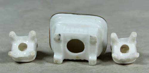 MINIATURE-MINIATURE PORCELAIN TABLE AND 2 CHAIRS BID NOW!!