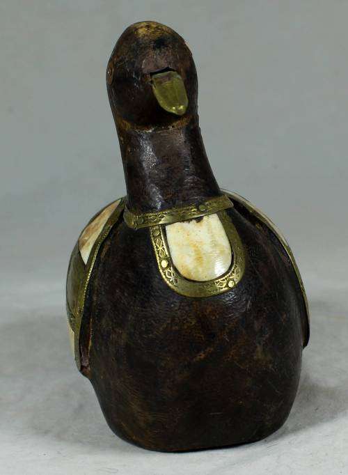 AMAZING WOODEN DUCK BRASS WITH BONE INLAY-BID NOW!!