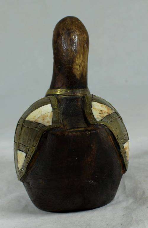 AMAZING WOODEN DUCK BRASS WITH BONE INLAY-BID NOW!!