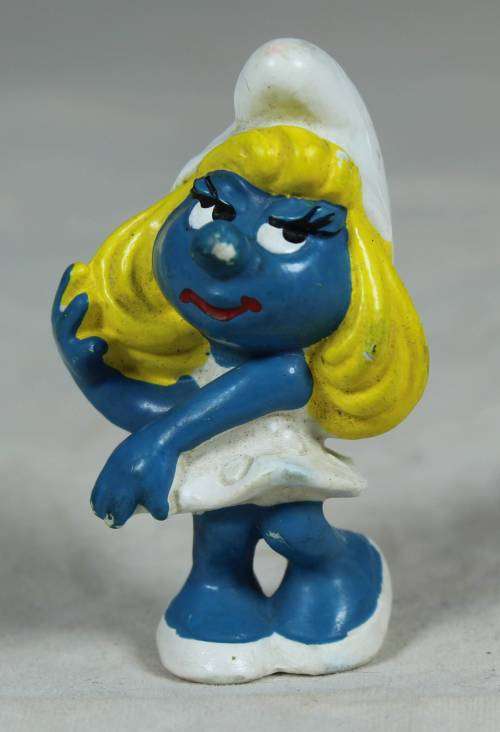 Smurfette with her hand on her hair