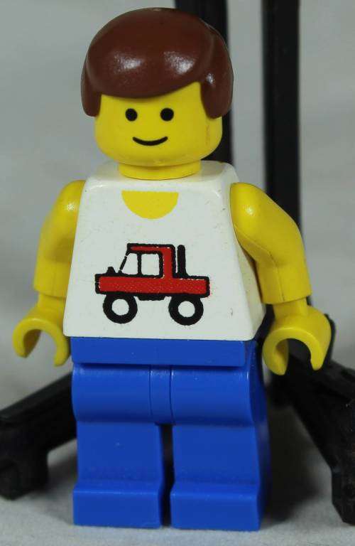 LEGO MINI FIGURINE-TRUCKER WITH A RED CAR(TRC004) BID NOW!!