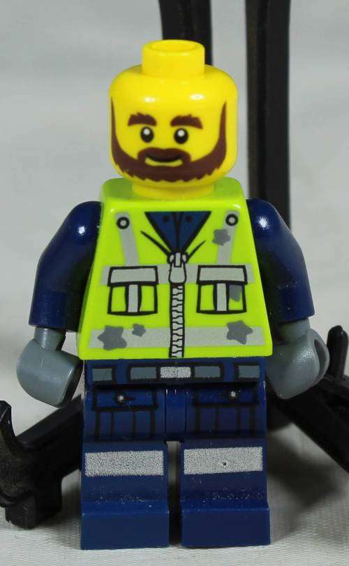 LEGO MINI FIGURINE-GARBAGE MAN GRANT(LEGO MOVIE TLM050)BID NOW!!