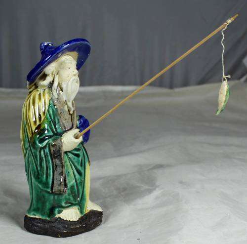 Collectible mud men - old man going fishing