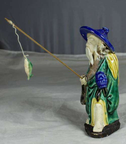 Collectible mud men - old man going fishing