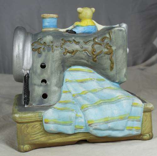 BEARS SITTING ON A LARGE SEWING MACHINE (ADORABLE) BID NOW !!