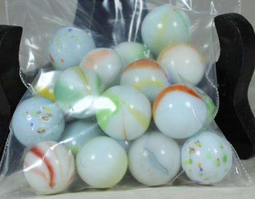 VINTAGE WHITE COLLECTION OF 20 MARBLES-A MUST HAVE-BID NOW!