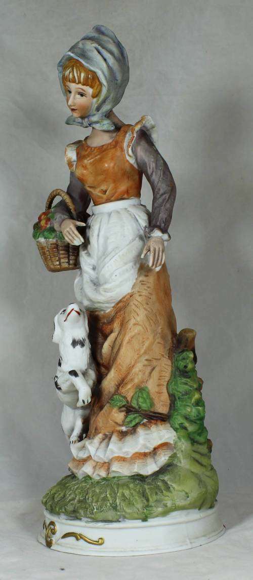 LARGE LADY WITH A BASKET AND A DOG(STUNNING) BID NOW!