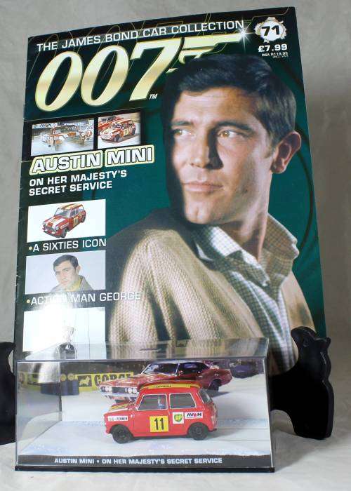 JAMES BOND 007 WITH MAGAZINE UNIVERSAL HOBBIES-AUSTIN MINI(ON HER MAJESTY`S SECRET SERVICE#71)