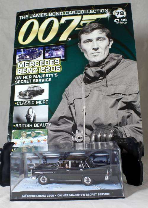 JAMES BOND 007 WITH MAGAZINE UNIVERSAL HOBBIES-MERCEDES-BENZ220S(ON HER MAJESTY`S SECRET SERVICE#78)