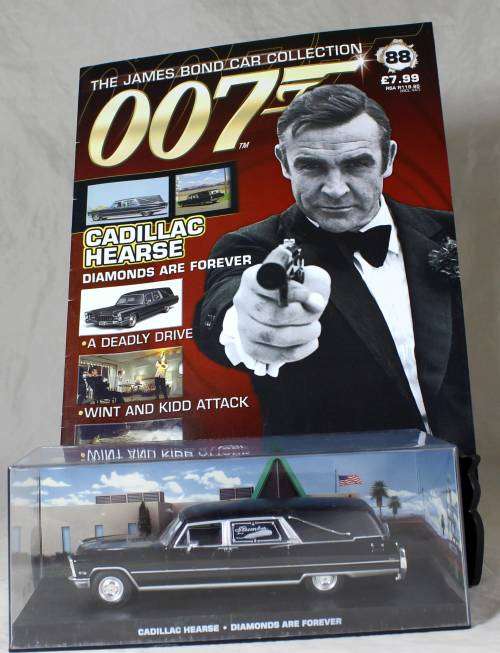 JAMES BOND 007 WITH MAGAZINE UNIVERSAL HOBBIES-CADILLAC SUPERIOR HEARSE(DIAMONDS ARE FOREVER#88)