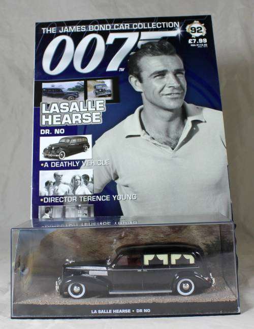 JAMES BOND 007 WITH MAGAZINE UNIVERSAL HOBBIES-LASALLE HEARSE(DR. NO#92)BID NOW!