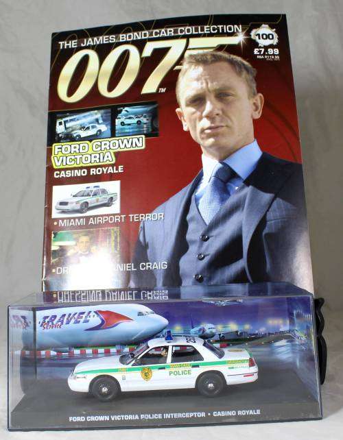 JAMES BOND 007 WITH MAGAZINE UNIVERSAL HOBBIES-FORD CROWN VICTORIA (CASINO ROYALE#100)BID NOW!