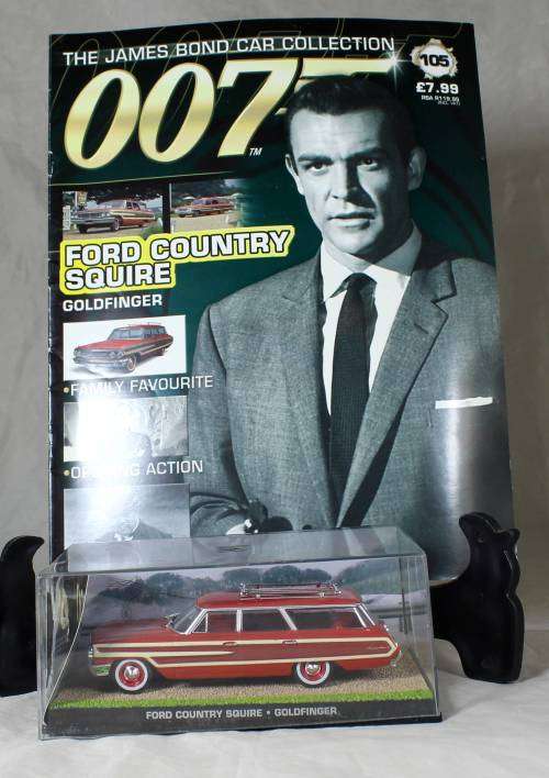 JAMES BOND 007 WITH MAGAZINE UNIVERSAL HOBBIES-FORD COUNTRY SQUIRE (GOLDFINGER#105)BID NOW!