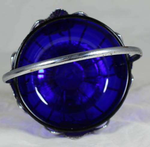 Silver plated basket with blue liner insert