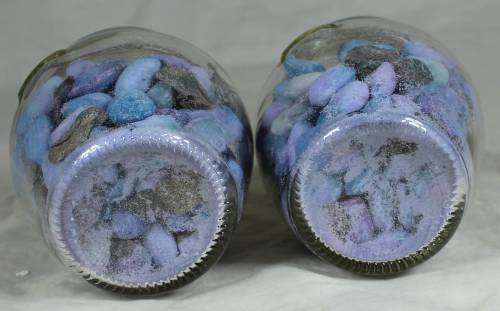 LOVELY PAIR OF BATH SALTS IN GLASS CONTAINERS BID NOW!