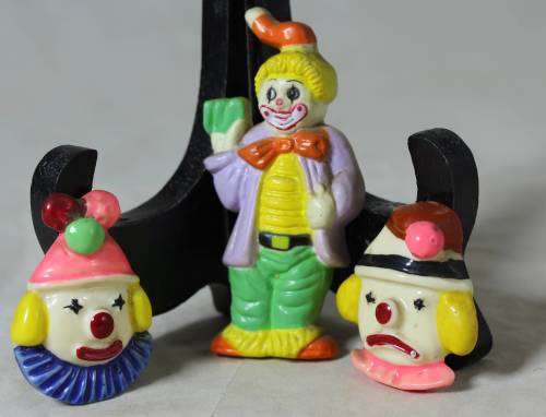 Set of three clown fridge magnets