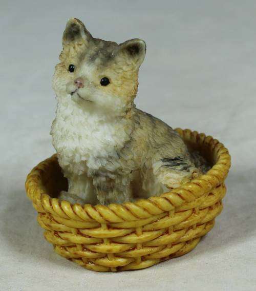 MINIATURE CAT IN A BASKET (ADORABLE) BID NOW!!!