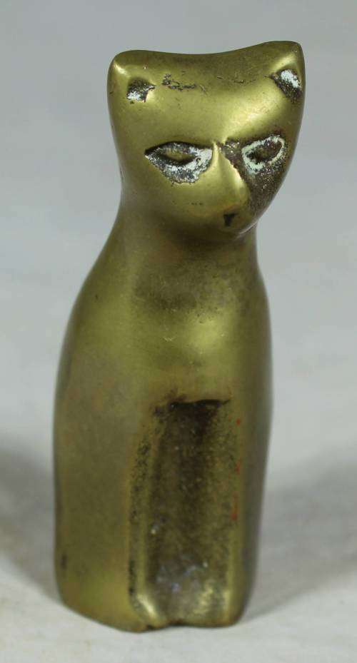 MINIATURE BRASS SEATED CAT-BID NOW!!