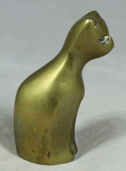 MINIATURE BRASS SEATED CAT-BID NOW!!