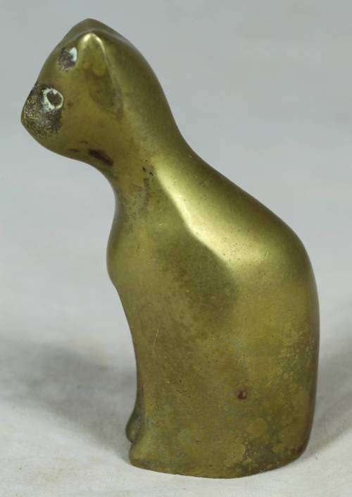 MINIATURE BRASS SEATED CAT-BID NOW!!