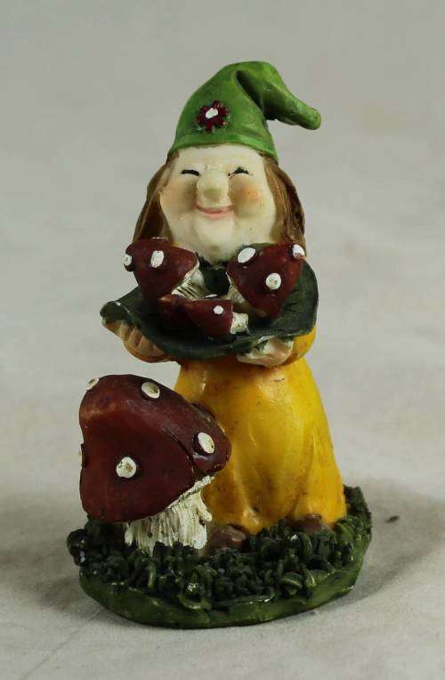 GARDEN GNOME WITH MUSHROOMS(LOVELY) BID NOW!!