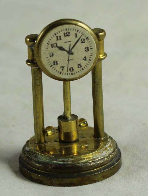 MINIATURE BRASS DESK CLOCK-BID NOW!!
